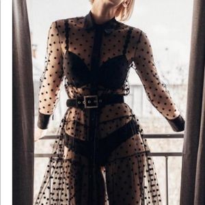 ICONIC ZARA SHEER POLKA DOT DRESS BLK M